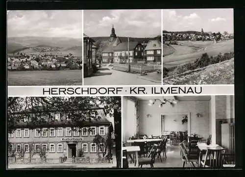 AK Herschdorf bei Ilmenau, Gesamtansicht, Kulturhaus, Rathaus