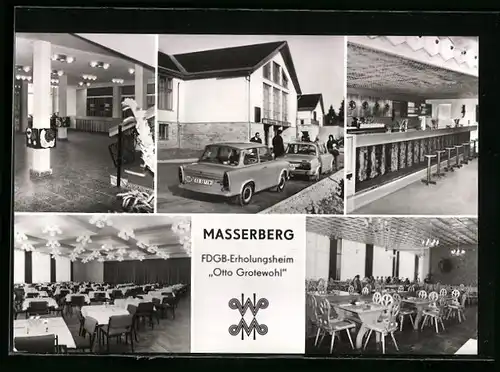 AK Masserberg, FDGB-Erholungsheim Otto Grotewohl, Trabbi mit Kennzeichen XG 06 - 78