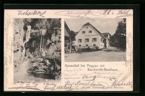 AK Peggau, Kesselfall mit Sandwirth-Gasthaus