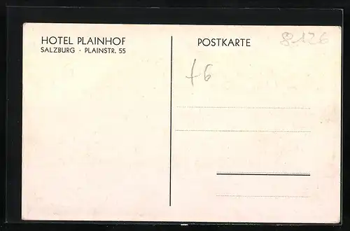 AK Salzburg, Hotel Plainhof, Plainstrasse 55