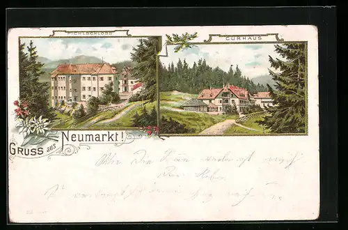 Lithographie Neumarkt, Pichlschloss, Curhaus