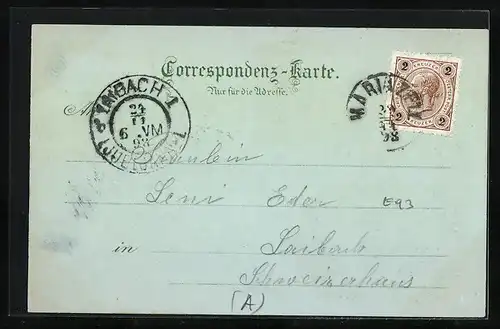 Lithographie Maria Zell, Blick zur Wallfahrtskirche, Sigmundsberg