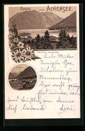 Lithographie Maurach am Achensee, Seepsitz, Buchau