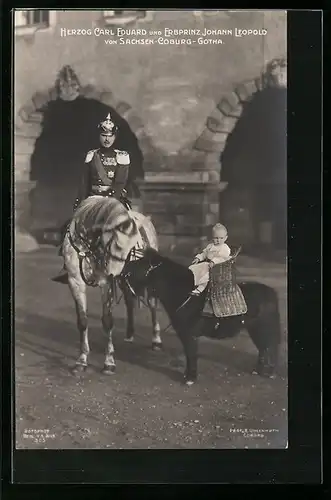 Foto-AK Herzog Carl Eduard und Erbprinz Johann Leopold von Sachsen-Coburg-Gotha