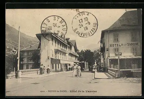 AK Brides-les-Bains, Hotel de la Vernoise, Strassenbahn