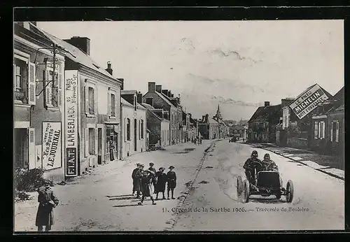 AK Bouloir, Circuit de la Sarthe 1906, Traversee de Bouloire, Autorennen