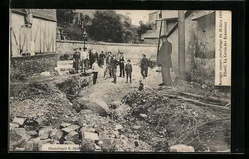AK Elbeuf, La Cavee des Ecameaux, Ravages causes par-l`orage du 30 Juin 1908, Unwetter