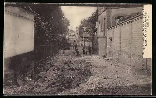 AK Elbeuf, La rue Fouquier-Long, Ravages causes par-l`orage du 30 Juin 1908, Unwetter