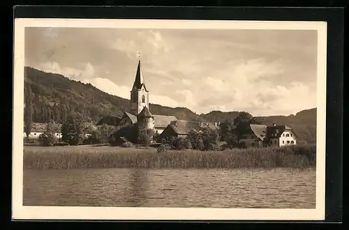 AK Ossiach am Ossiachersee, Panorama mit Stift Ossiach