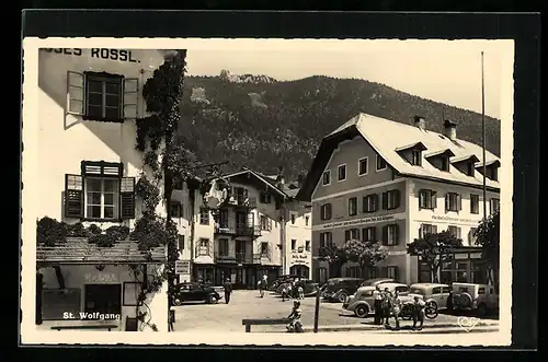 AK St. Wolfgang, Landungsplatz zum Gasthaus Weisses Rössl