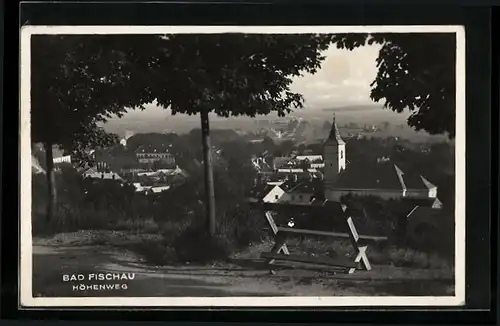 AK Bad Fischau, Höhenweg mit Ortsblick