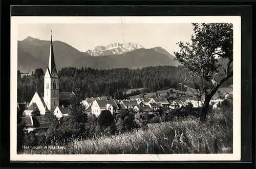 AK Hermagor in Kärnten, Teilansicht mit Kirche
