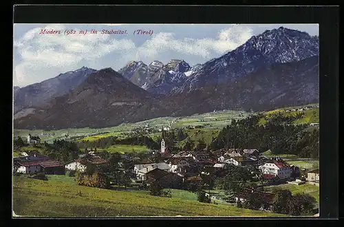 AK Mieders im Stubaital, Teilansicht mit Bergen