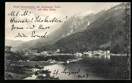 AK Scholastika am Achensee, Hotel Scholastika mit dem Unütz