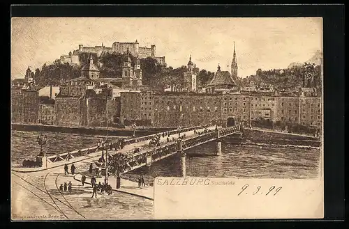 Künstler-AK Salzburg, Stadtbrücke