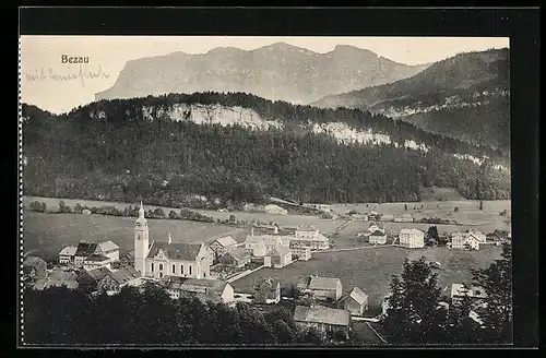 AK Bezau, Ortspartie mit Kirche