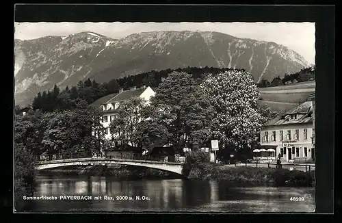 AK Payerbach, Uferpartie mit Cafe und Rax