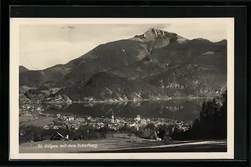 AK St. Gilgen, Teilansicht mit dem Schafberg