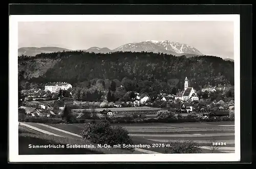 AK Seebenstein, N.-Oe., Ortsansicht mit Schneeberg