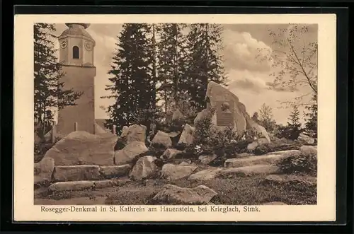 AK St. Kathrein am Hauenstein, Rosegger-Denkmal