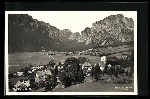 AK Tragöss-Oberort, Ortsansicht mit Bergkulisse