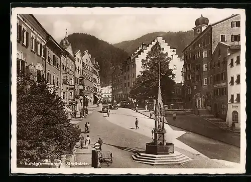 AK Kufstein, Unterer Stadtplatz bei Schönwetter