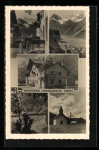 AK Längenfeld, Hotel zum Hirschen, Kirche, Ortspartie