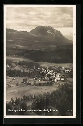 AK Hermagor, Ortsansicht m. Presseggersee u. Dobratsch