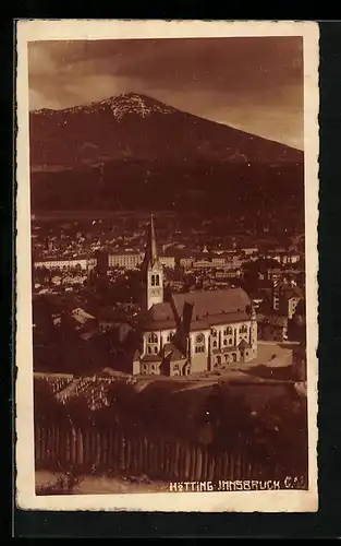 AK Hötting-Innsbruck, Ortsansicht mit Kirche