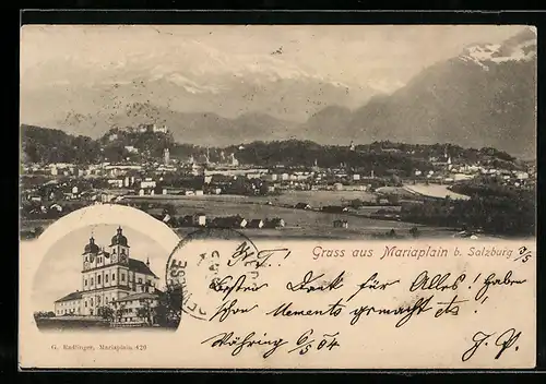 AK Maria-Plain, Kirche und Panoramaansicht