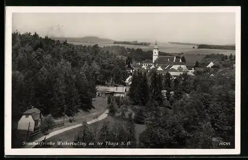 AK Weikertschlag a.d. Thaya, Teilansicht mit Kirche