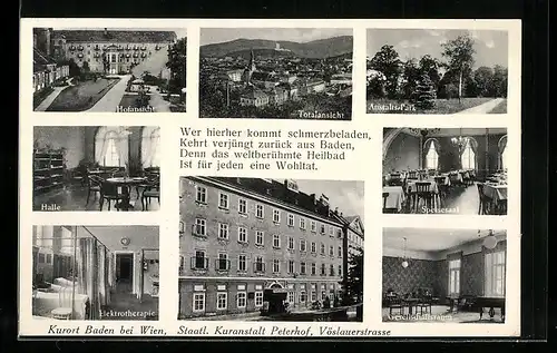 AK Baden bei Wien, Staatl. Kuranstalt Peterhof, Vöslauerstrasse, Totalansicht