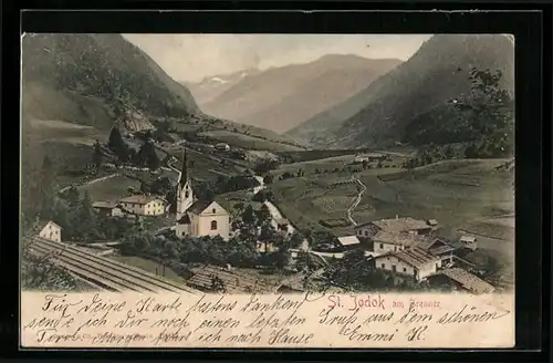 AK St. Jodok am Brenner, Ortsansicht mit Eisenbahngleisen