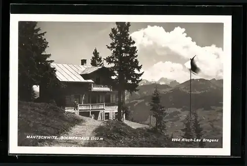 AK Tschagguns, Mantschwitz, Gasthaus Golmerhaus, Panorama