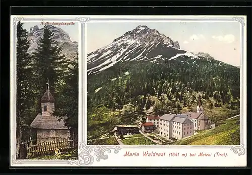 AK Matrei, Blick auf Kloster Maria Waldrast, Auffindungskapelle