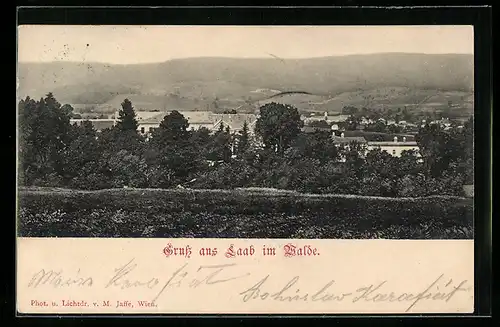 AK Laab im Walde, Ortsansicht mit Weitblick