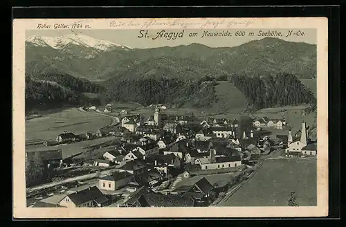 AK St. Aegyd am Neuwalde, Ortsansicht mit Alpenblick