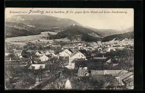 AK Piesting, Blick gegen hohe Wand und Ruine Starhemberg