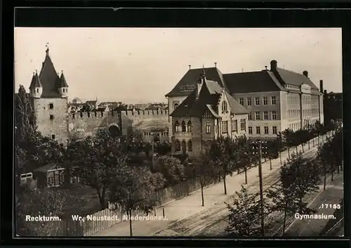 AK Wr. Neustadt /Niederdonau, Reckturm und Gymnasium