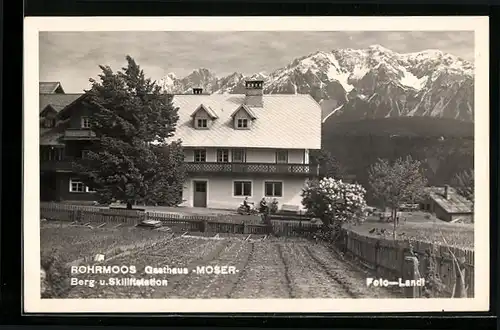 AK Rohrmoos, Gasthaus Moser, Berg- u. Skiliftstation