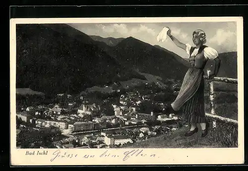 AK Bad Ischl, Ortsansicht mit Bergblick