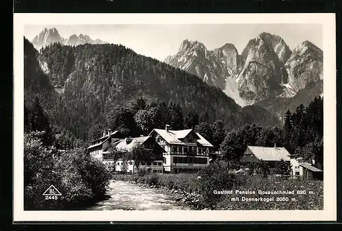 AK Gosau, Gasthof Pension Gosauschmied mit Donnerkogel