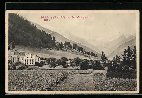 AK Schönberg /Stubaital, Ortsansicht von der Wittingwarte