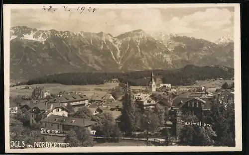 AK Igls, Ortsansicht mit Nordkette