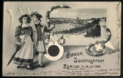 AK Bern, Eidgenössisches Schützenfest 1907, Utoquai