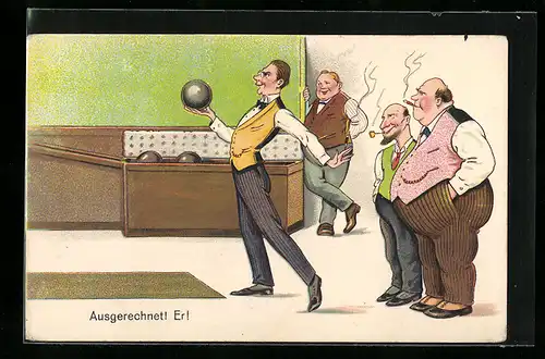 AK Rauchende Männer beim Kegeln