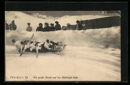 AK Oberhof i. Th., Die grosse Kurve auf der Bobsleigh-Bahn