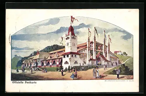 Künstler-AK St. Gallen, Eidgenössisches Schützenfest 1904, Festhalle
