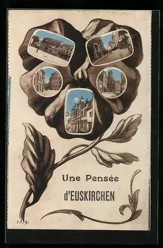 AK Euskirchen, Gebäudeansicht, Strassenpartie und Ortspartie im Stiefmütterchen, Passepartout