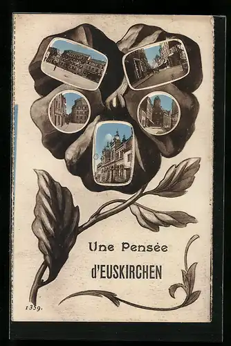 AK Euskirchen, Gebäudeansicht, Strassenpartie und Ortspartie im Stiefmütterchen, Passepartout